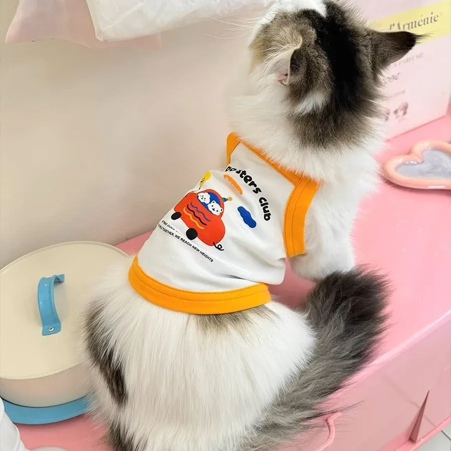 Camisola contrastante para primavera/verano para mascotas, camisola para perros pequeños, Top para primavera/verano, ropa para cachorros de peluche y gatos pequeños - imagen 4