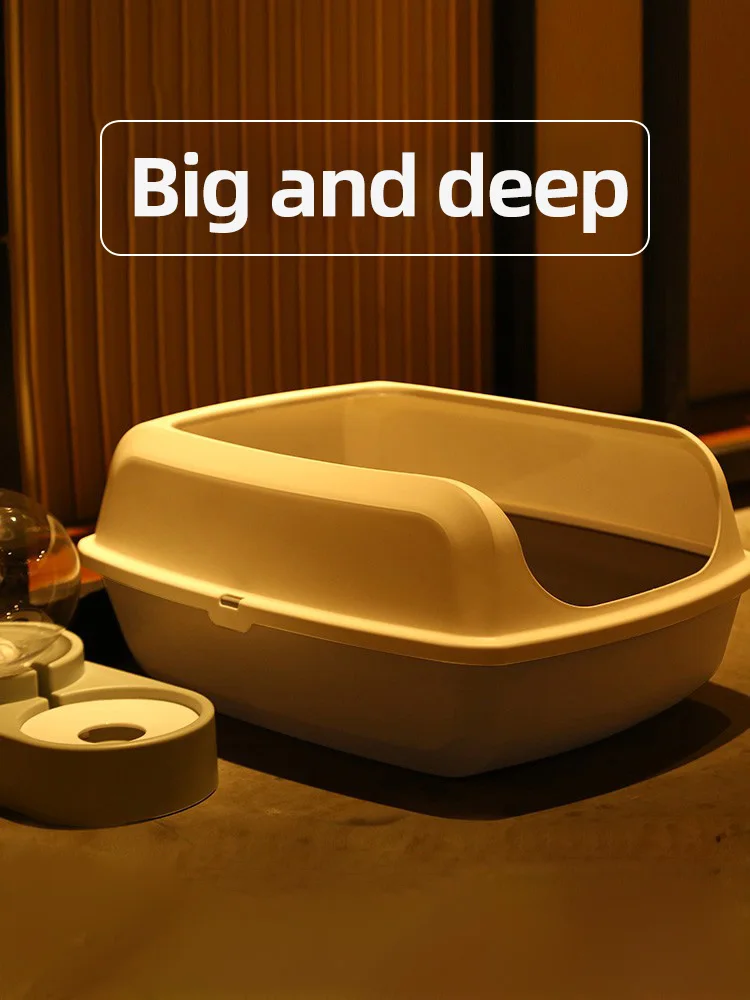 HOOPETCat-caja de arena de gran capacidad, arena semicerrada para mascotas, suministros para gatitos, orinal para gatos, caja de arena abierta para gatos - imagen 2