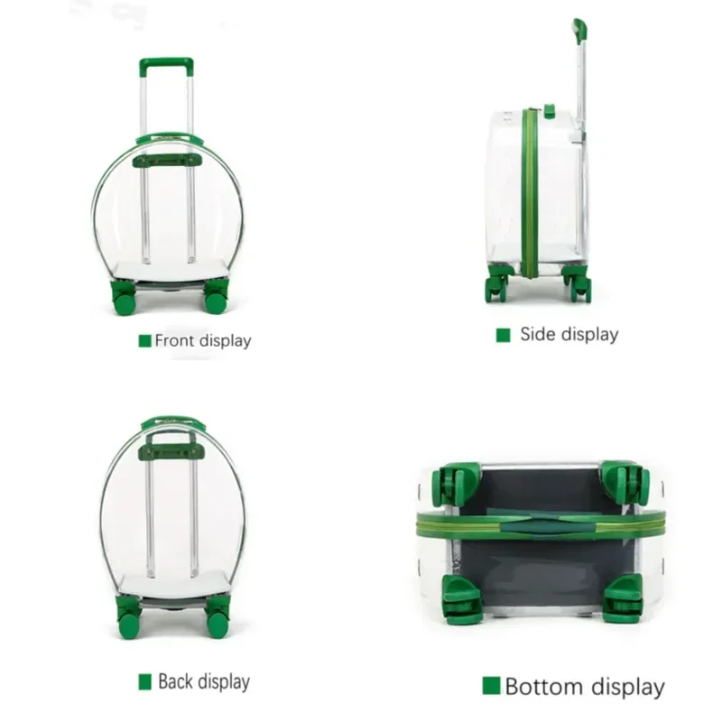 Bolsa transparente para gatos, caja transpirable para exteriores para mascotas, bolso para gatitos, Estuche De Viaje con rueda móvil, cochecito para caminar para perros y gatos - imagen 4