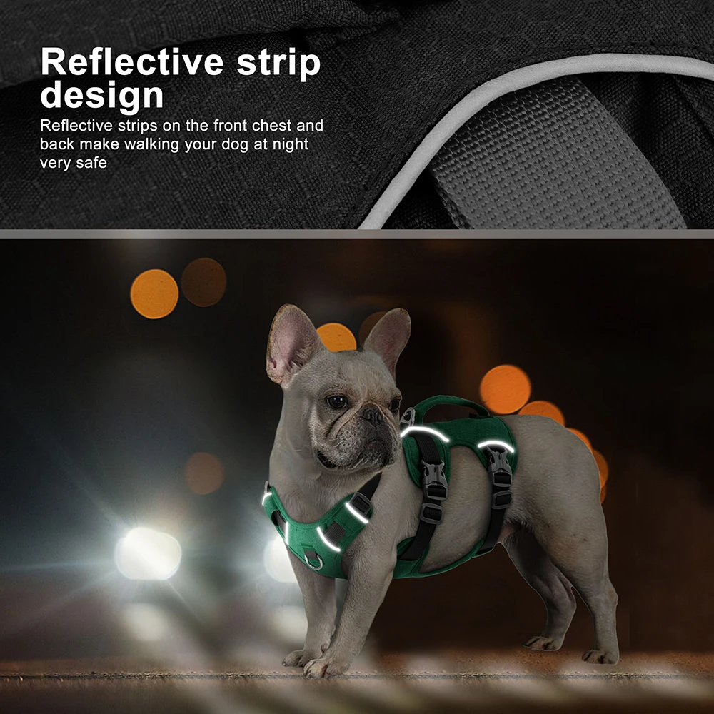 Reflective Pet Dog Harness Vest Adjustable Dogs Harness With Handle Breathable Nylon for Small Medium Large Dog Pitbull Labrador - imagen 2