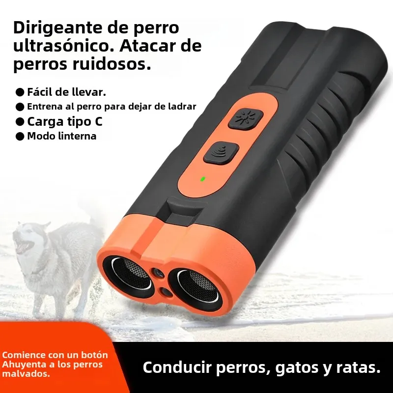 Repelente de perros portátil disuasorio ultrasónico de mano antiladridos 3 en 1 dispositivo de entrenamiento para perros repelir animales mascotas entrenador de perros - imagen 2