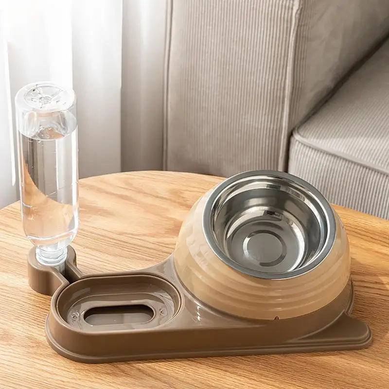 Tazón de comida para gatos con dispensador de agua, tazón inclinado para cachorros con tazón de agua, forma de caracol, plato elevado para mascotas, plato para comida húmeda y seca - imagen 3