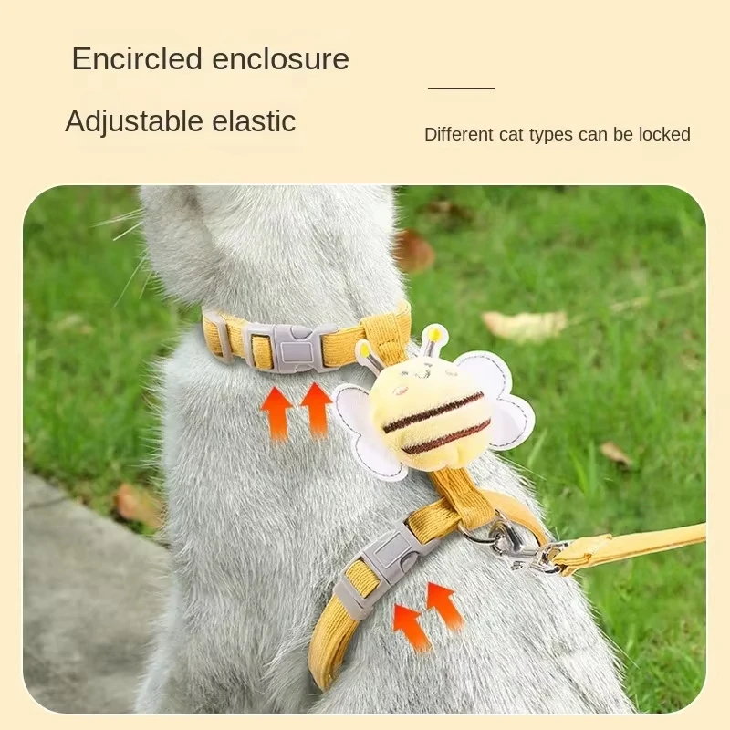 Conjunto de correa de arnés para gatos, arnés de malla ajustable para perros, chaleco de dibujos animados para cachorros, correa de plomo para caminar para perros pequeños y medianos, gatos y gatitos - imagen 3