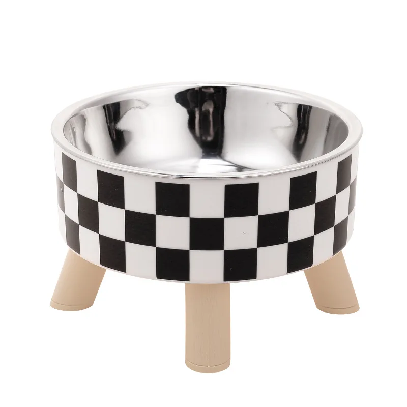 Pet cat and dog bowl polka-dot plaid stainless steel anti-slip easy to clean indoor and outdoor - imagen 5