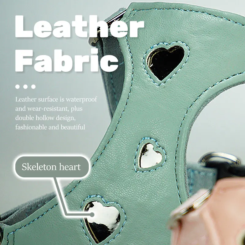 Juego de arnés y correa de cuero suave para perro, cuerda de tracción duradera, doble gancho para viajar, diseño de lujo - imagen 2