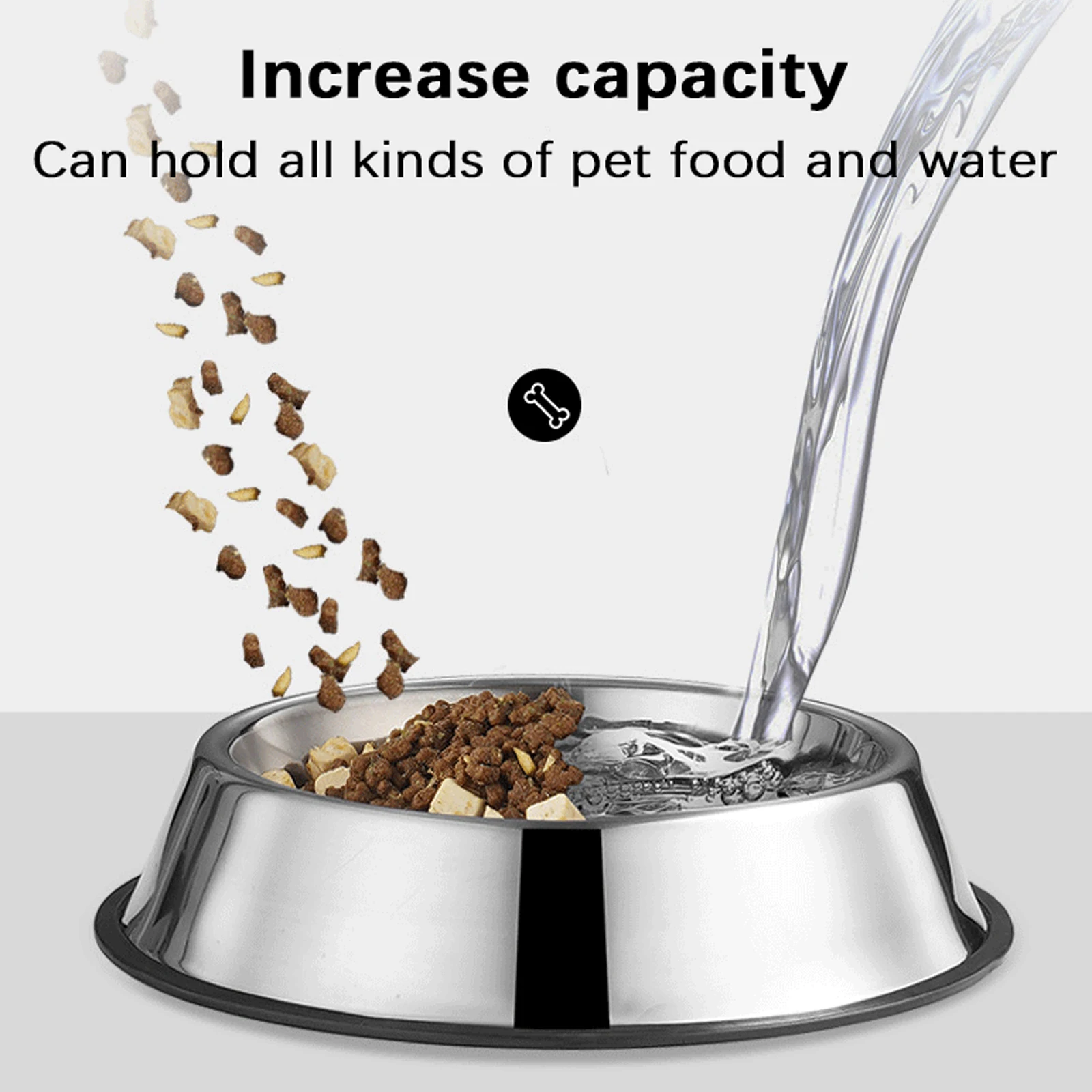 Cuenco de acero inoxidable con Base de goma antideslizante para perros, comedero para gatos, cuenco de agua para mascotas pequeñas, medianas y grandes - imagen 3