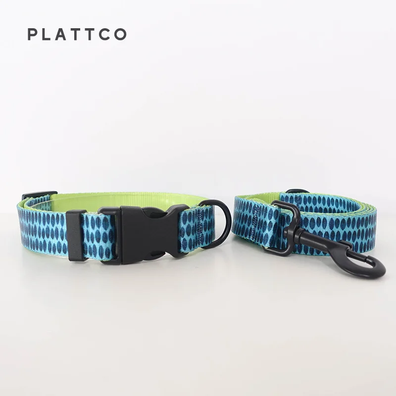 PLATTCO color del conjunto de correa de collar de pajarita para mascotas nuevo collar de perro de tinta verde personalizado comercio exterior 5 tamaños PDC320 - imagen 2