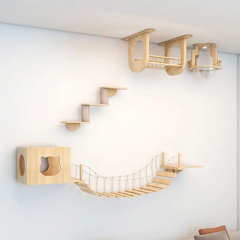 Torres raspadoras de madera para gatos, estructura de juego, accesorios de gimnasio, parque infantil, productos para mascotas - imagen 5