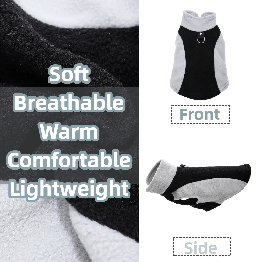 Abrigo suave para perro, chaqueta cálida de lana para mascotas para perros pequeños y medianos, trajes ligeros para mascotas con anillo en D, Yorkshire Bulldog Pug - imagen 2