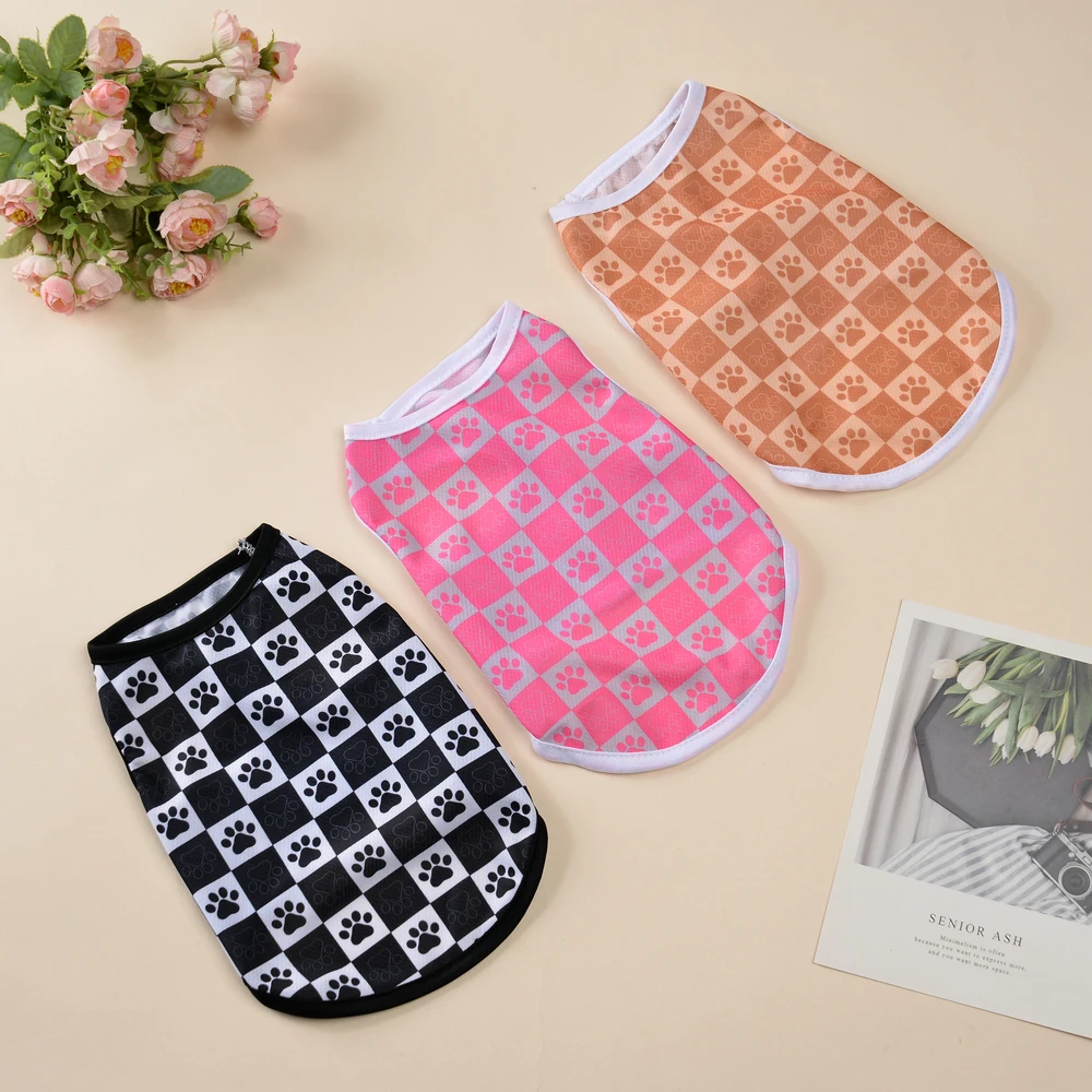 Ropa de verano para gatos, chaleco de malla transpirable, camiseta para mascotas para perros pequeños y medianos, trajes de camisa con estampado a cuadros para cachorros y gatitos - imagen 3