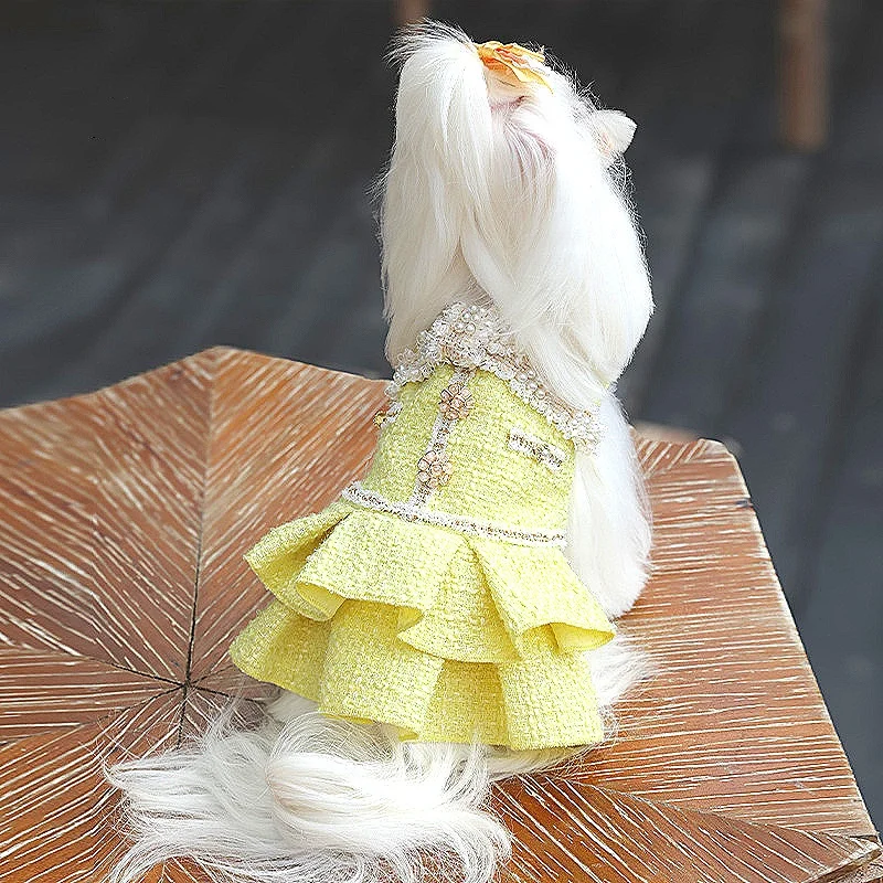 Vestidos lolita de Tweed para perros pequeños, vestido de princesa para perros, vestido de boda para mascotas, ropa Formal para fiesta de cumpleaños, vestido de invierno para perros - imagen 2