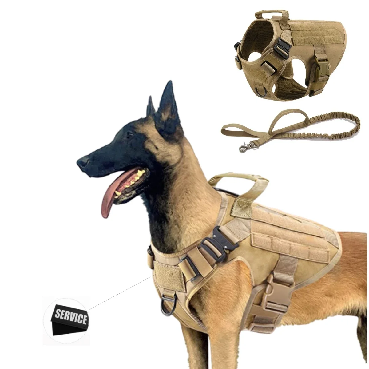 Juego de arnés y correa para perros grandes, chaleco para caminar de entrenamiento de pastor alemán Malinois, conjunto de arnés y Collar para perros de todas las razas - imagen 2