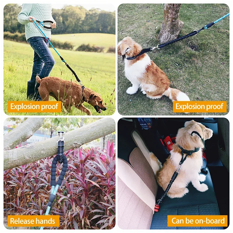 Cinturón de seguridad mejorado para perro y coche, correa de nailon reflectante elástica ajustable, cuerda de amortiguación para mascotas, perros y gatos - imagen 3