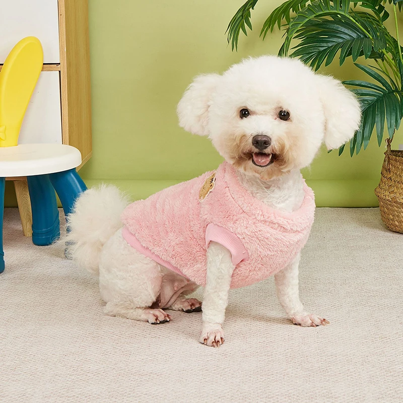 Otoño e Invierno, superventas, lindo oso, cordero, chaleco de terciopelo para mascotas, ropa para gatos y perros, ropa cálida y gruesa para mascotas - imagen 2