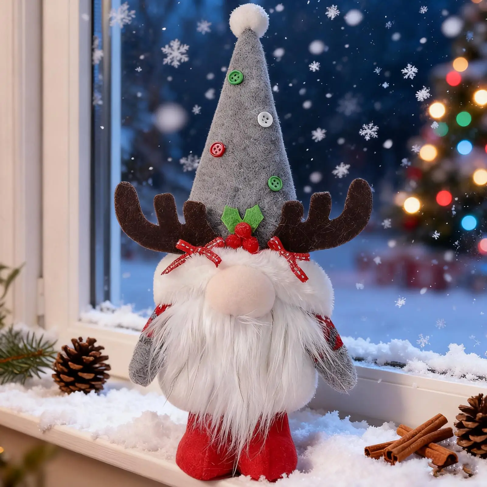 Gnomos navideños, decoración del hogar, decoración de ventanas con sombrero para sala de estar, oficina, dormitorio, mesa, manteles de ventana de escritorio, árbol