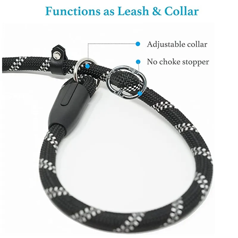 Collar y correa para perro 2 en 1, correa duradera antideslizante para perro, mango acolchado, hilos reflectantes, cuerda de entrenamiento para perros, 7 colores - imagen 5