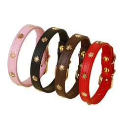 Collar de cuero ajustable auténtico para perro cachorro y gato