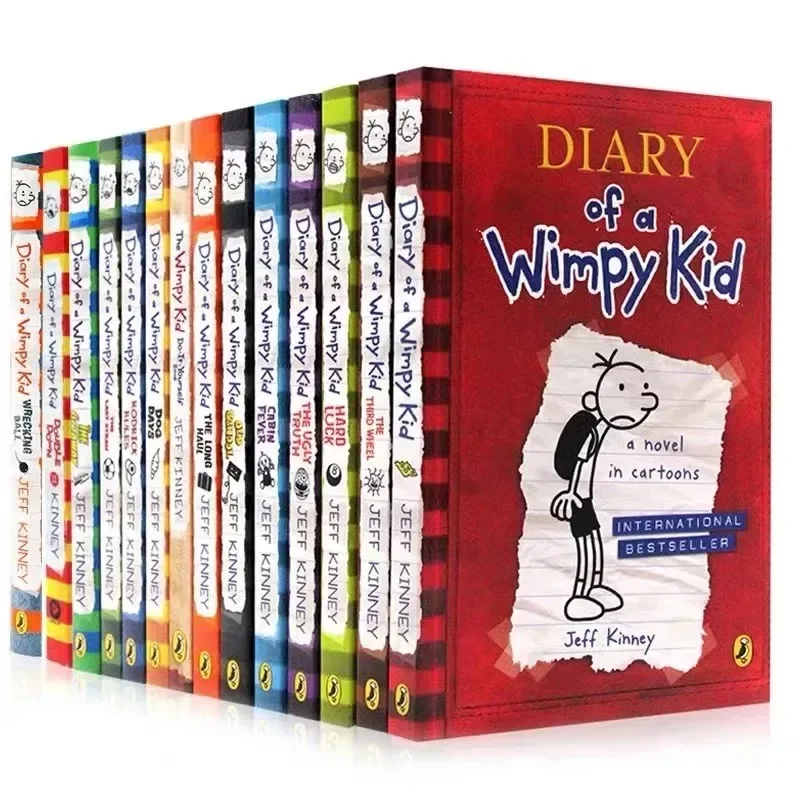 1-8 9-16 17-20 diario wimpy kid libro inglés diario wimpy kid libros ficción niños caja - Ángulo perfecto mostrando el sistema de wimpy