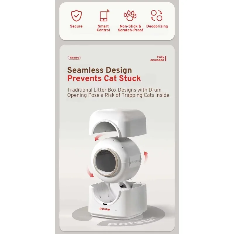 Nueva llegada inodoro automático para gatos autolimpiante con desodorante, inteligente y completamente cerrado, sin olores, seguro para gatos, gran capacidad - imagen 2