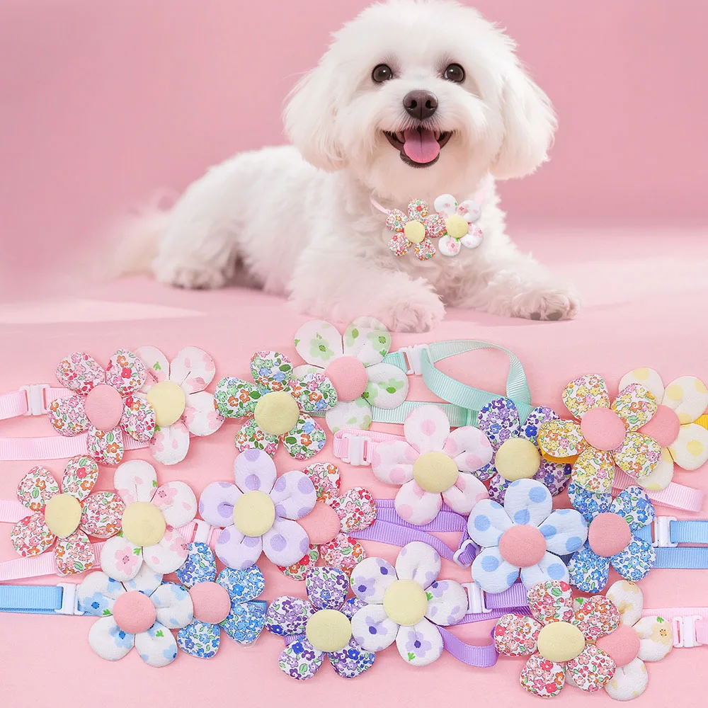 100 Uds. Pajaritas de moda de verano para perros, lindas flores, perros pequeños, pajarita para gatos, corbatas para perros, mascotas, suministros para el cuidado de mascotas