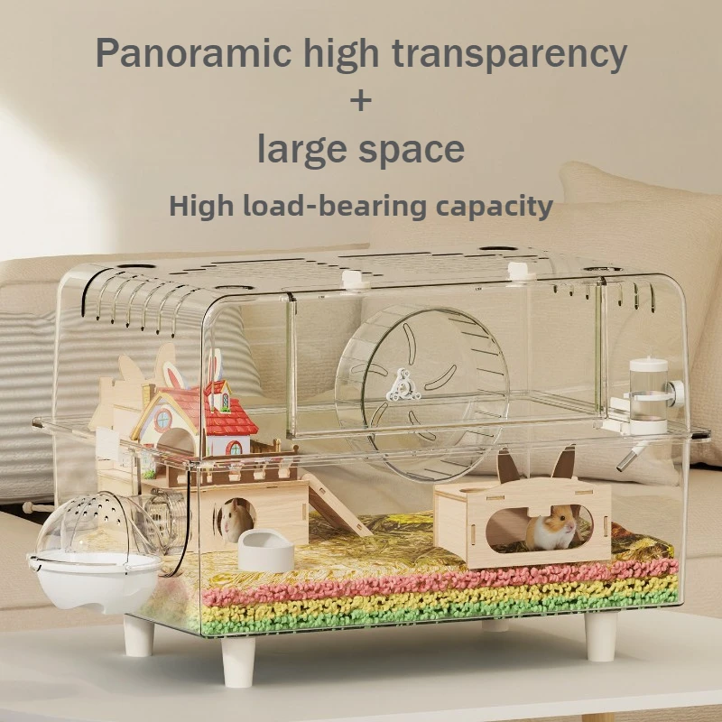 Jaula grande para hámster, accesorios transparentes de lujo para hámsteres, jaulas para hámsteres, casas escondidas para ratas, habitats, muebles, suministros para hámster