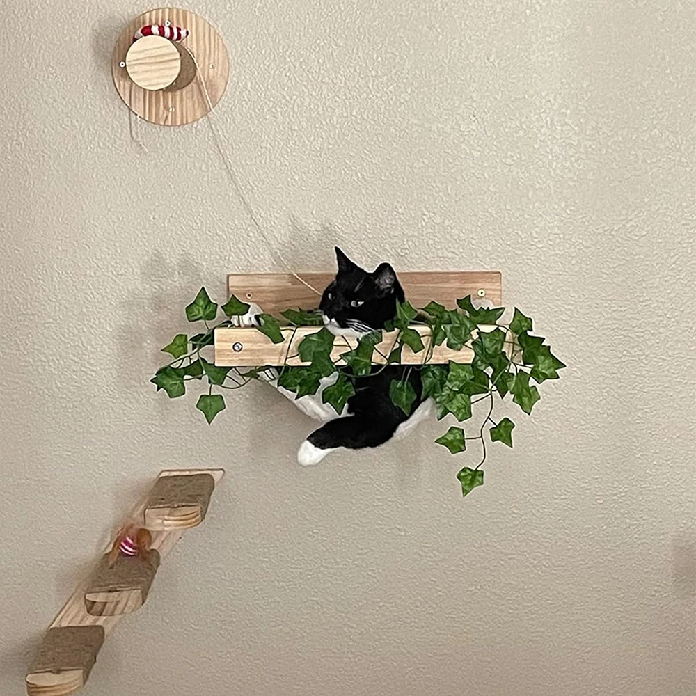 Juego de escalada para gatos montado en la pared, torre de árbol para gatos, cama colgante, poste de rascado de Sisal, escalera de escalada, muebles de actividades para gatos