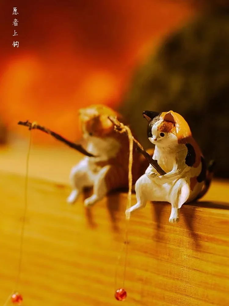 Decoración creativa para acuario, accesorios para pecera, 10 estilos, gato pequeño de pesca, adorno de paisajismo, bricolaje - imagen 5