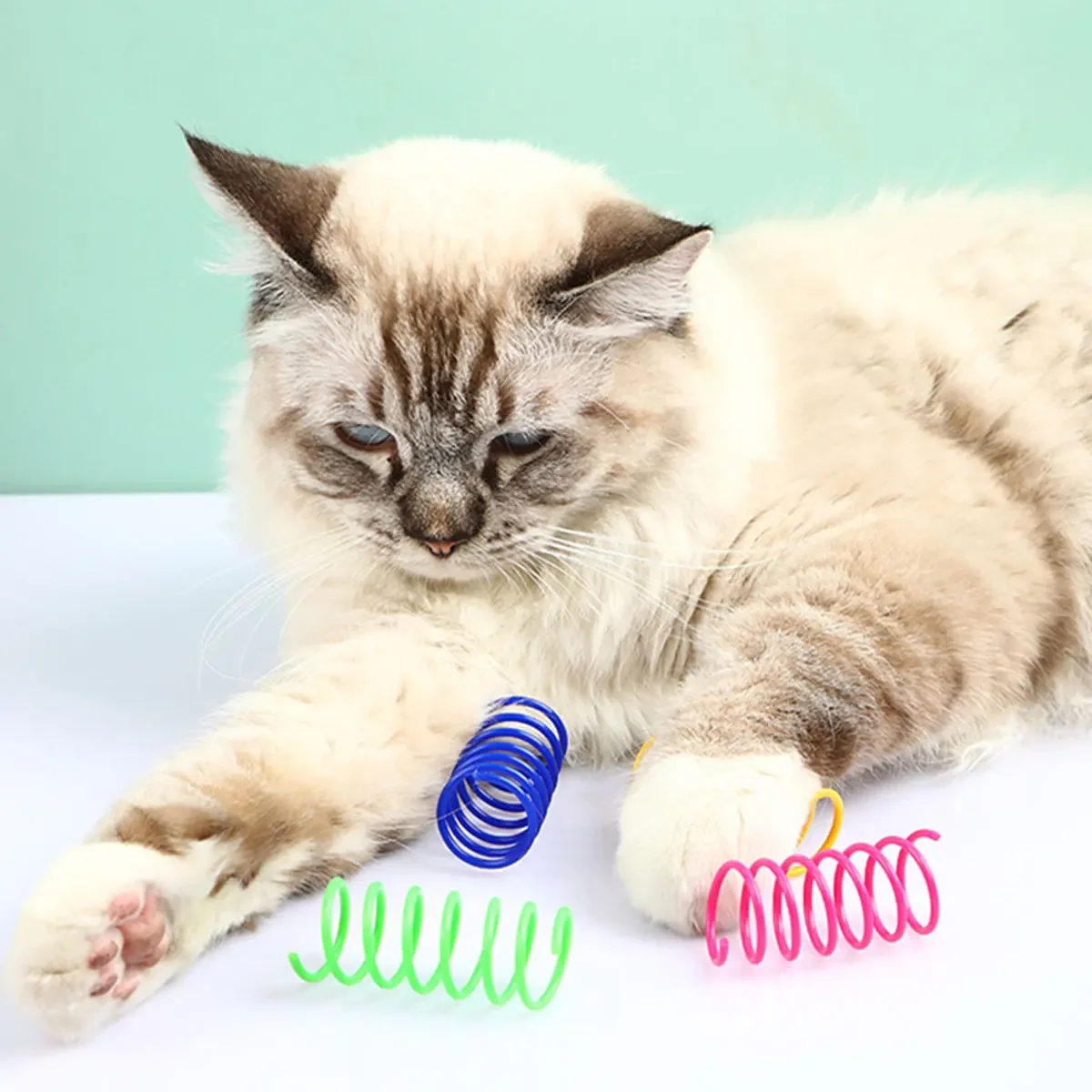 4-200 Uds juguetes para gatos interactivos duraderos herramientas de resorte de calibre pesado juguetes de resorte para gatos juguete de bobina para gatos coloridos resortes en espiral de bobina para gatitos - imagen 4