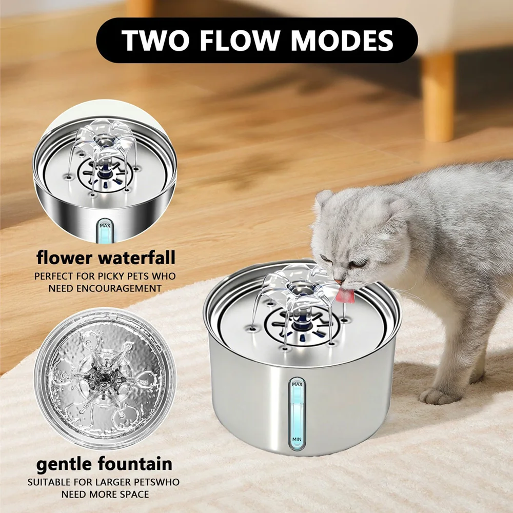 Bebedero automatico para gatos con acero inoxidable y bomba silenciosa - imagen 2