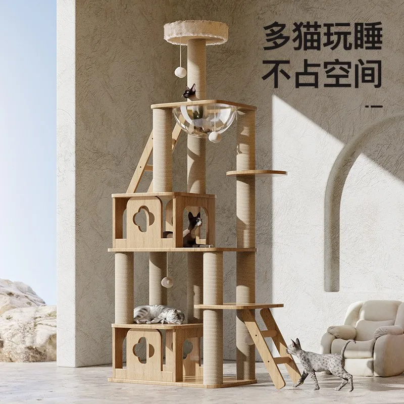 Marco de escalada para gatos, nido para mascotas, plataforma de salto grande integrada de lujo para mascotas, juguete cápsula espacial, marco de escalada grande multicapa para gatos - imagen 2