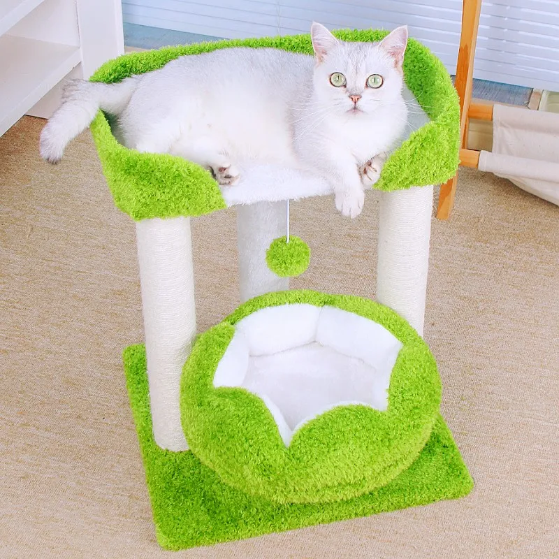 Árbol rascador para gatos con nido y tabla de sisal resistente a arañazos - imagen 3