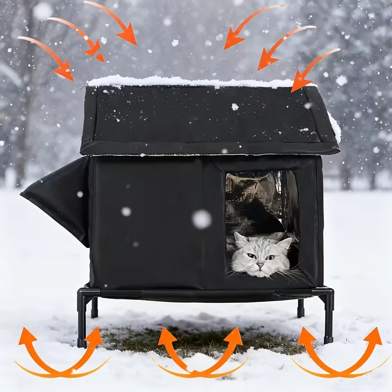 Casa para perros y gatos callejeros, impermeable, para exteriores, invierno, cálida, cueva para mascotas, camas para dormir, hogar, plegable, lavable para perros pequeños, suministros para cachorros
