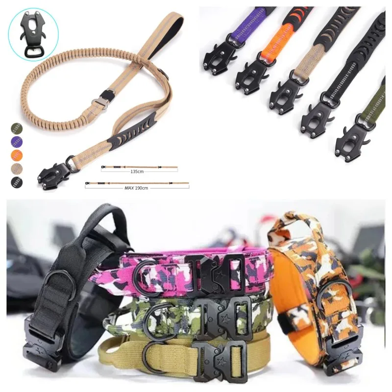 Collar táctico ajustable para perros, cuerda de tracción, collares militares para mascotas, entrenamiento de pastor alemán, accesorios para perros medianos y grandes - imagen 2