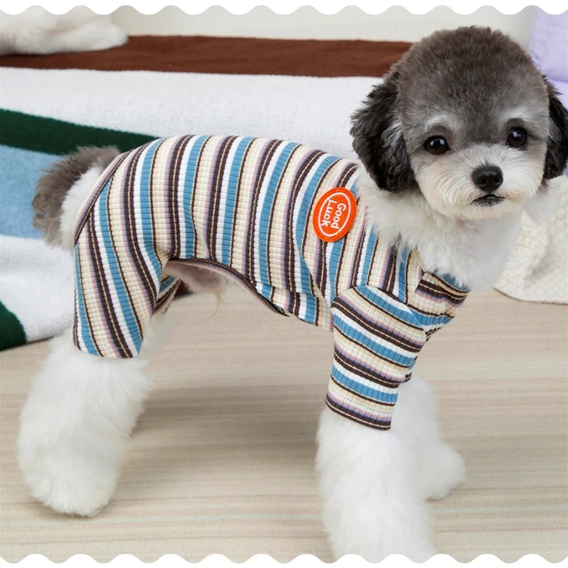 Mono con-rayas para perros pequeños y gatos – Ropa de otoño - imagen 5