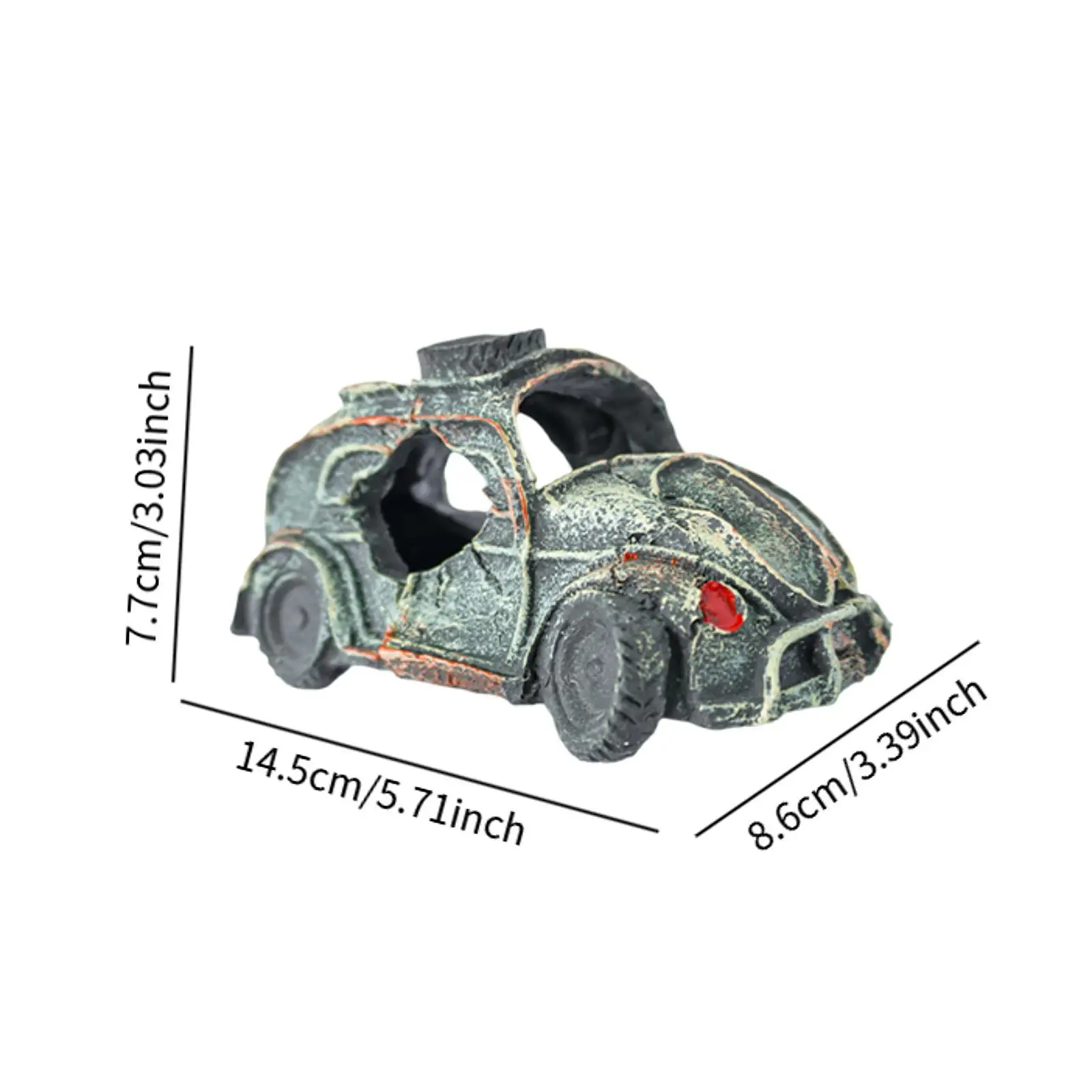 Car Wreck Aquarium Decor Resin Ornament Scenery,Novelty for Rest Play,Figurine,Fishes Tank Decoration Fishes Shrimps Shelter