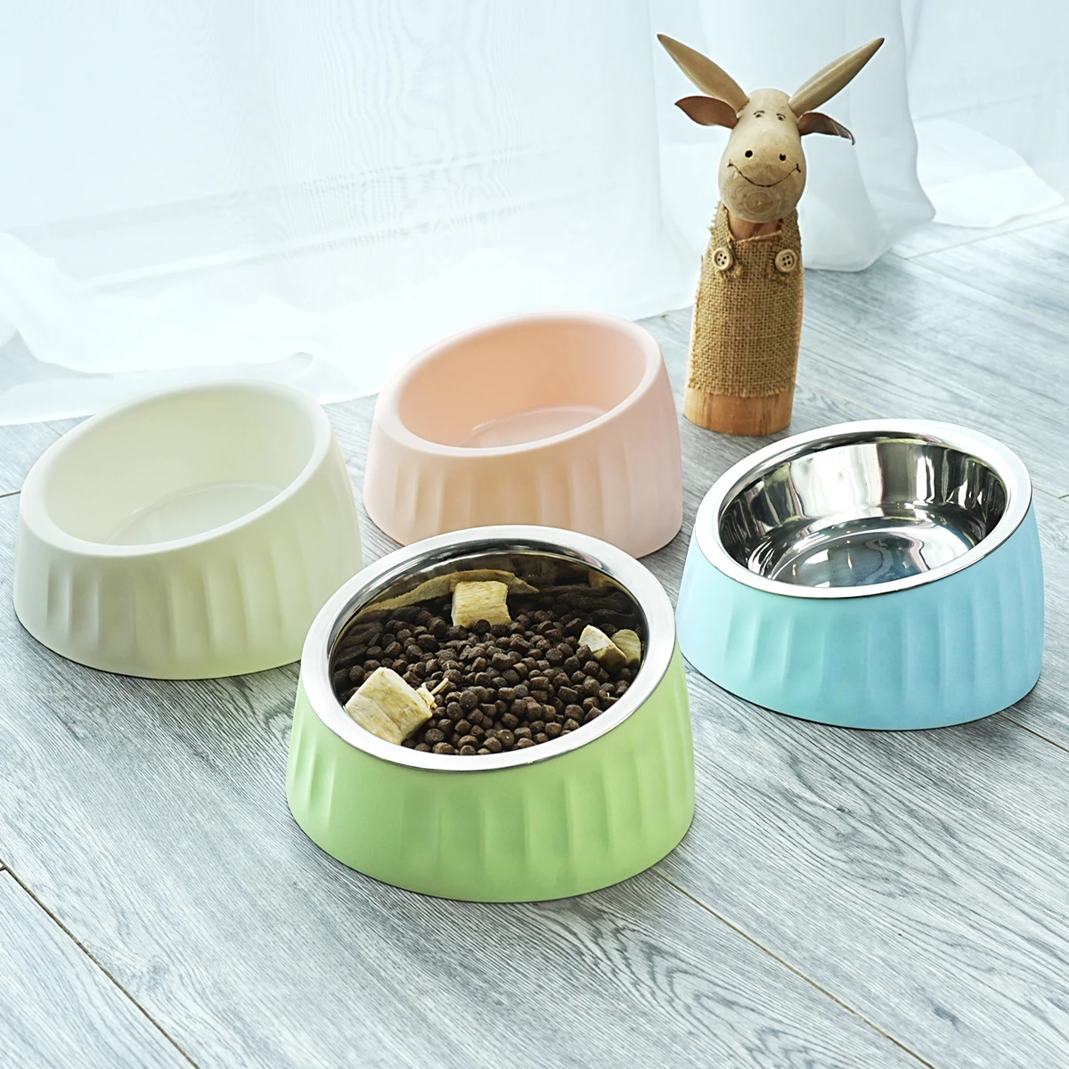 Cuenco de acero inoxidable para perros con boca oblicua para evitar voltar, cuenco antideslizante para perros, cuenco de alimentación para gatos, 1 ud.