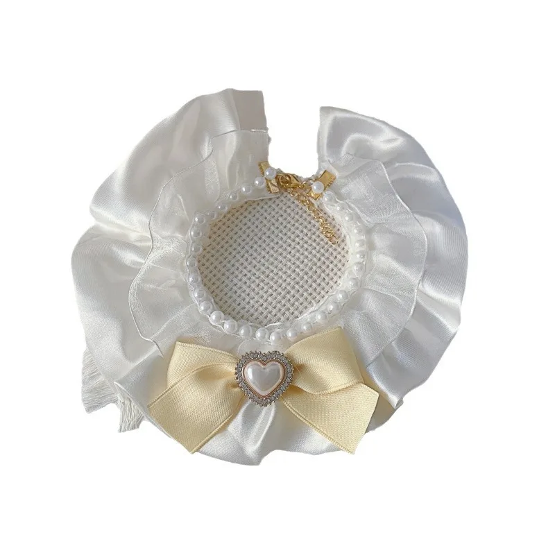 Collar de perlas para mascotas, Collar para perros y gatos, agradable arco, bufanda, toalla para babas, accesorios para gatos y perros, pajaritas para perros, accesorios para cachorros - imagen 5
