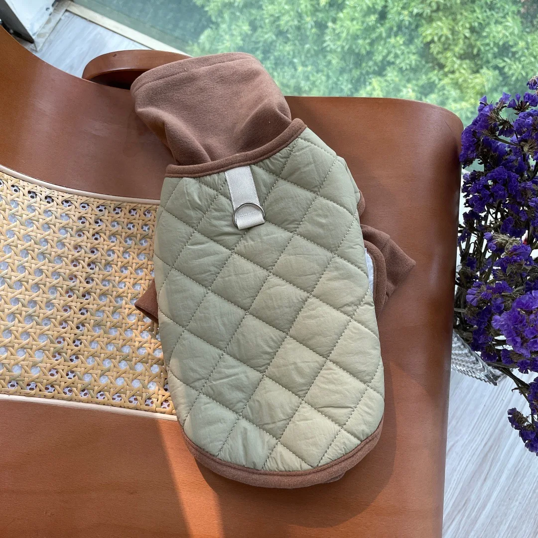 Abrigo a cuadros para perro mini otoño invierno cuello alto terciopelo - imagen 4
