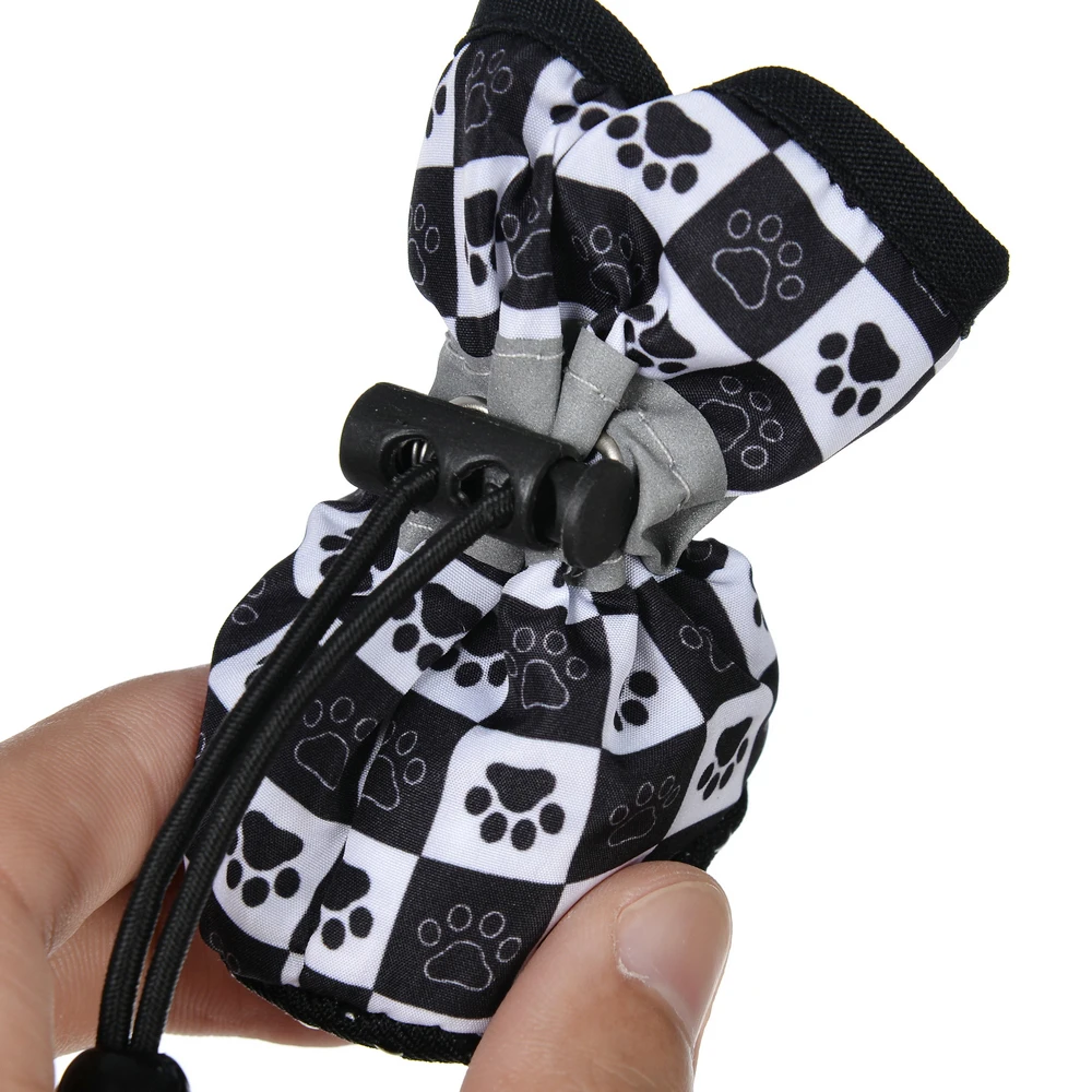4 unids/set de zapatos impermeables para perros pequeños y medianos, Botas de lluvia suaves antideslizantes y cálidas ajustables para cachorros, suministros de Pug Yorkshire - imagen 5