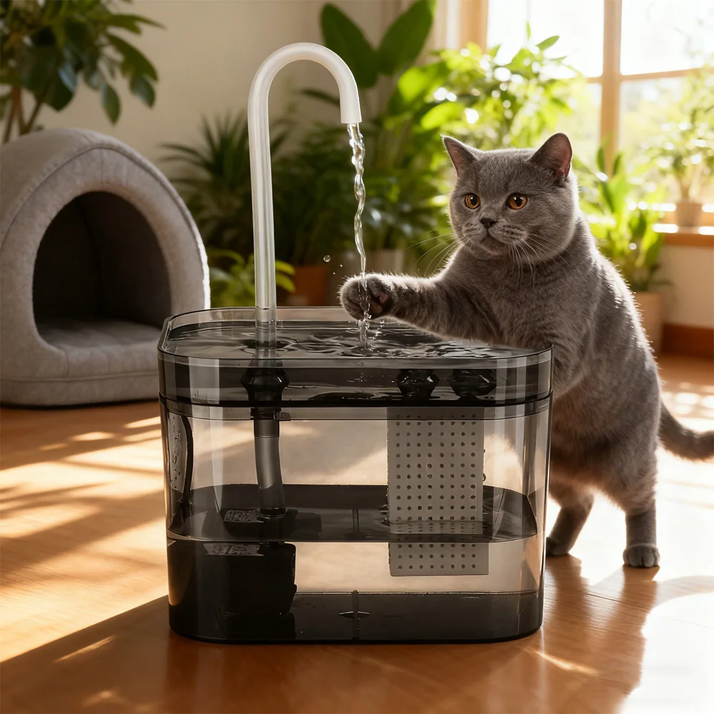 Fuente de agua para mascotas estilo grifo, dispensador filtrado ultrasilencioso alimentado por USB, agua circulante para hidratación de gatos y perros pequeños - imagen 5