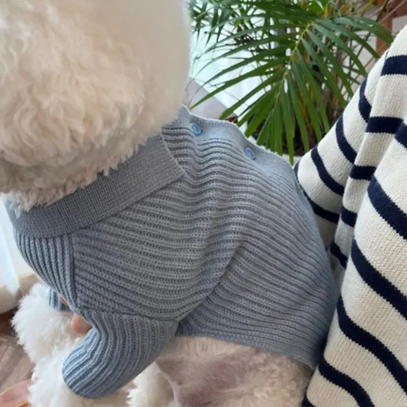 Suéter de punto para perros, cárdigan de Color sólido, parte inferior, mochila, ropa para gatos, ropa para cachorros, Otoño e Invierno - imagen 3