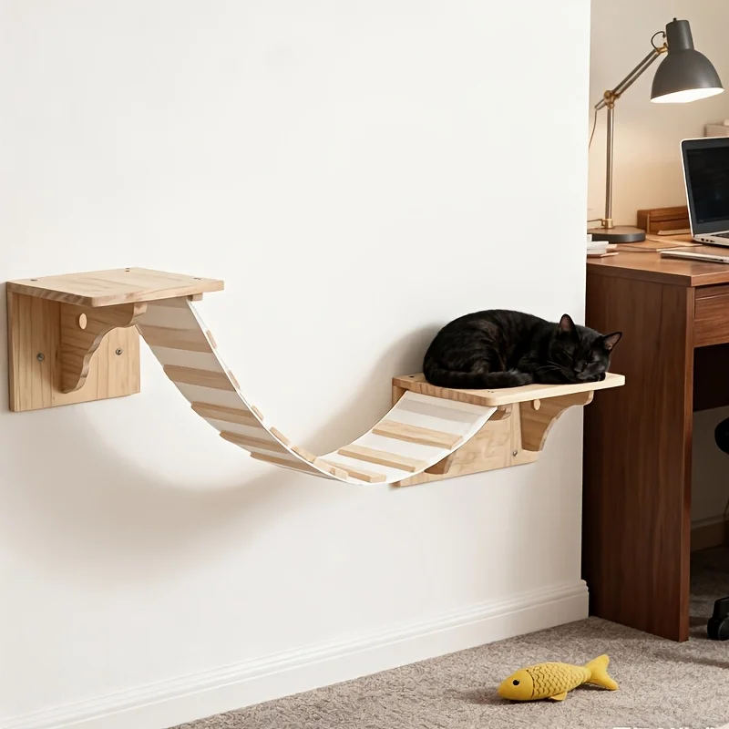 Estantes de pared para gatos con puente - Escalera de trepar interior - imagen 5