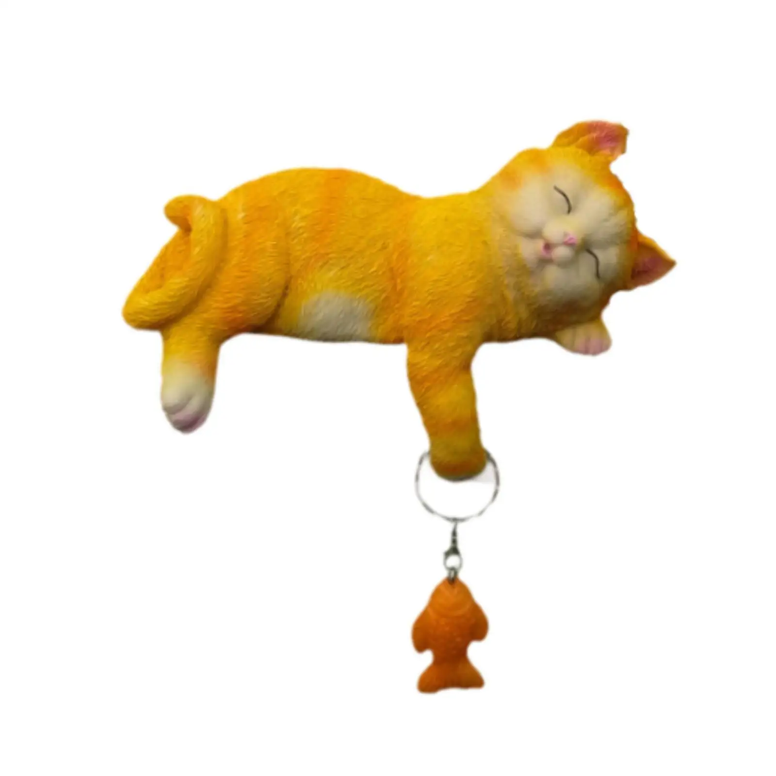 Sleeping Cat Garden Statue Lawn Ornament Indoor Animal Sculpture Resin Kitty Figurine for Outside Porch Flowerbed Party Planter
