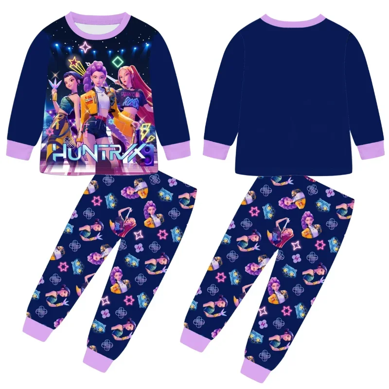 Conjunto de pijamas Kawaii de la película k-pops Demon Hunters para niña, ropa de dormir de Cosplay, tops de manga larga de Anime + pantalones, regalo de Halloween, 2 uds. - imagen 4