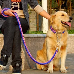 Collar de entrenamiento para perros con cuerda fuerte de alta calidad, correa de cuerda de tracción tejida de nailon, cadena P para caminar para perros y mascotas, Multicolor para perros grandes
