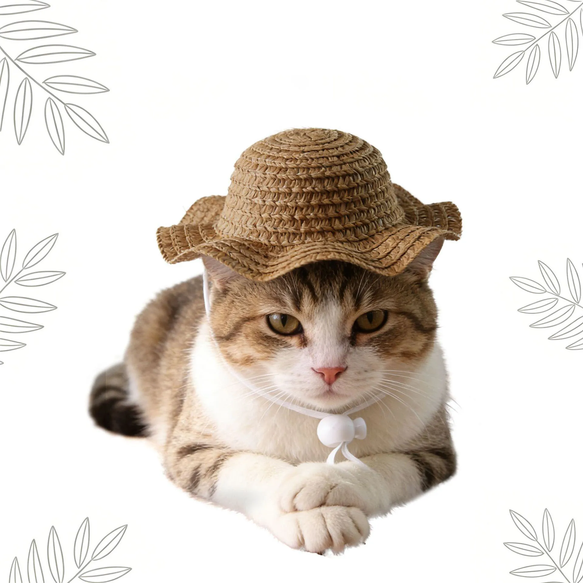 Sombrero de paja para gato: disfraz y accesorio fotográfico - imagen 5