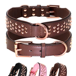 Collar de cuero con tachuelas para perros grandes (Pastor Alemán)
