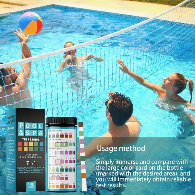 Tiras de prueba de agua salada para piscina, Kit de prueba de dureza de agua para bañera de hidromasaje, Spa, con 100 tiras para cianúrico - imagen 3