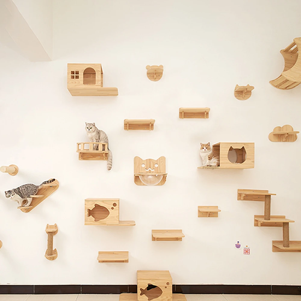 Estante flotante para gatos - Mueble de pared moderno con cama