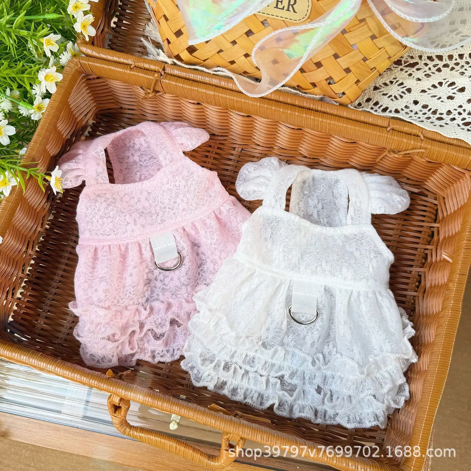 Vestido de encaje para mascotas, vestido de princesa de manga voladora de malla fina para perro pequeño, vestido de fiesta, vestido Tut, ropa para perros